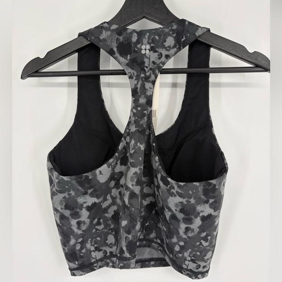 Sweaty Betty Power Cropped Workout Vest Black and Gray Camo Print Sport Bra - Picture 3 of 5